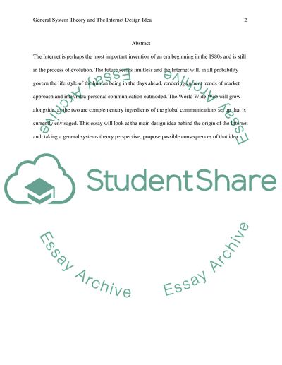 General System Theory and The Internet Design Idea