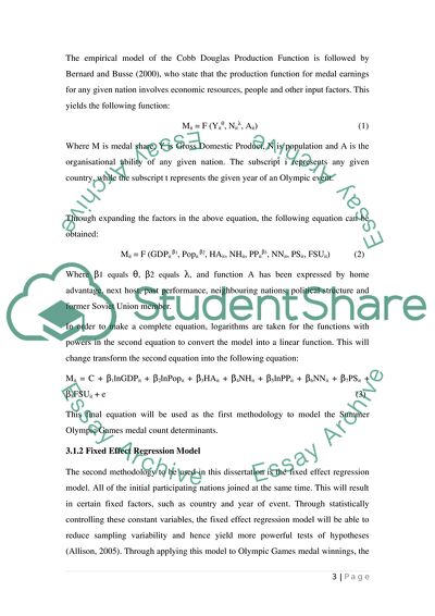 Economic Analysis of Success at the Olympic Games