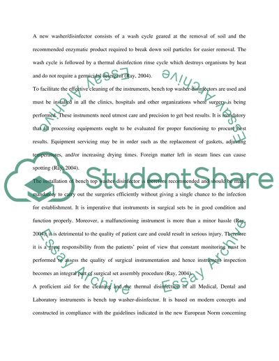 Validation Programme for a New Bench Top Washer-Disinfector