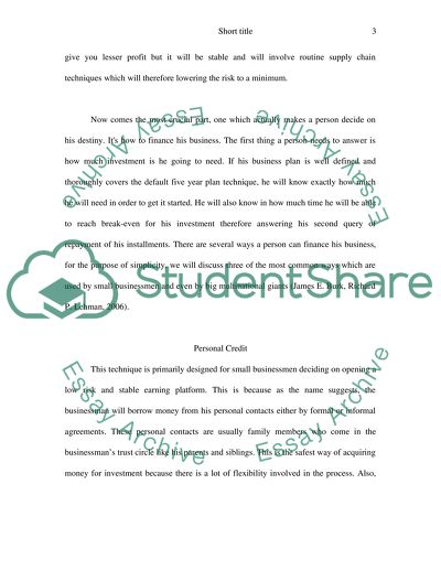 Financing a Small Business