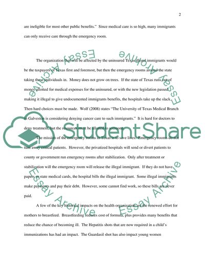 Impact of Uninsured Population Project PART TWO & FINAL