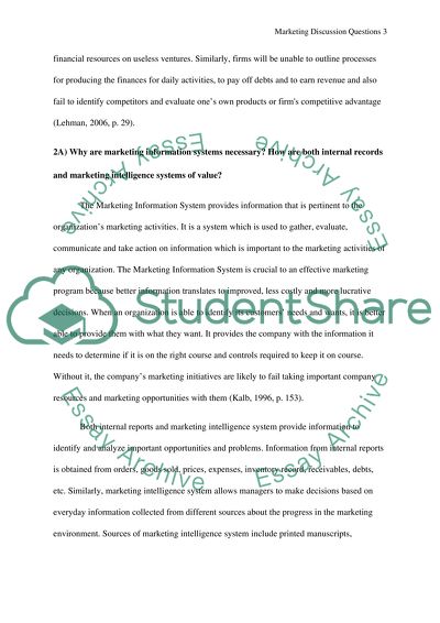 Answer the following Marketing Discussion Questions