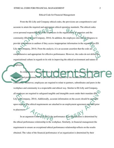 Ethical Code for Financial Management