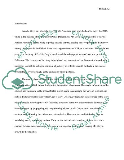 The freddie Gray story in the media