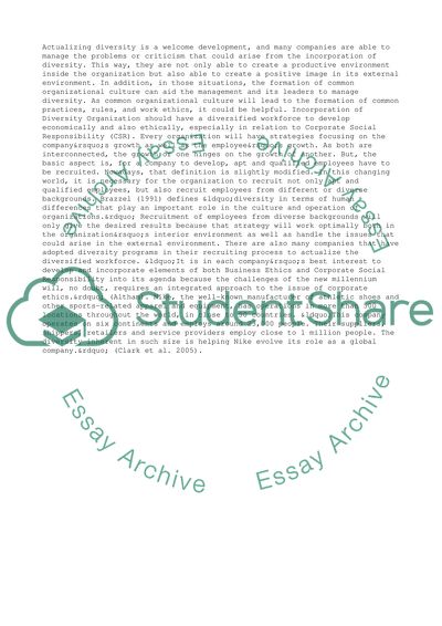 Incorporation of Diversity