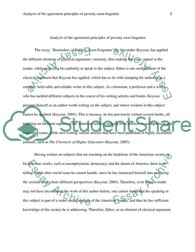 Analysis of the agreement principles of poverty soon forgotten