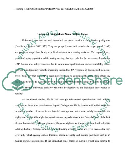 Unlicensed Personnel & Nurse Staffing Ratios