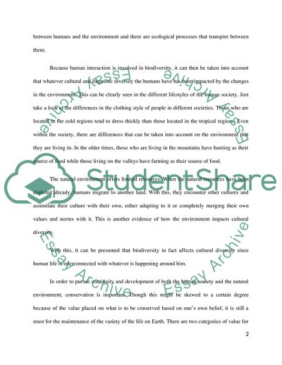 The Impact of Biodiversity for Human