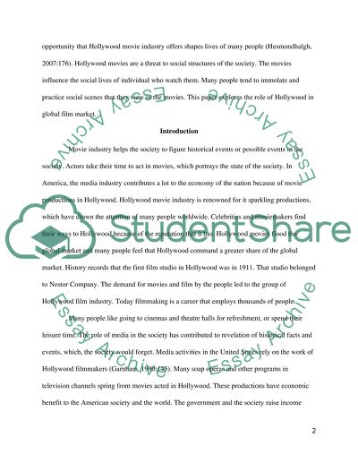 The Role of Hollywood in Global Film Markets