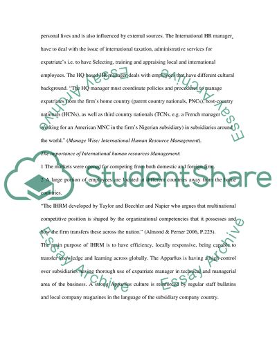 Human Resource Management in Appar8us