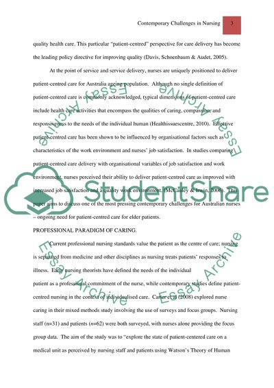 Challenges Facing Nurses in a Provision for Older Adults in Australia