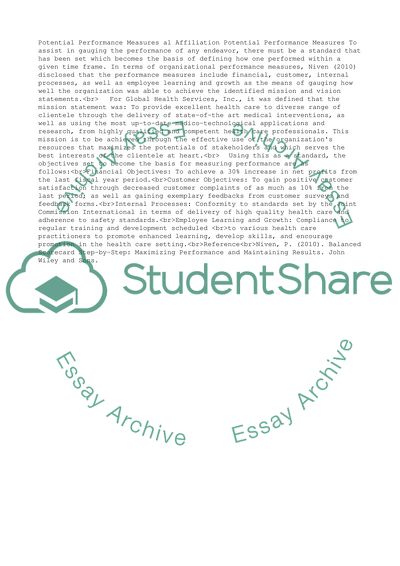 W3 Dis Potential Performance Measures