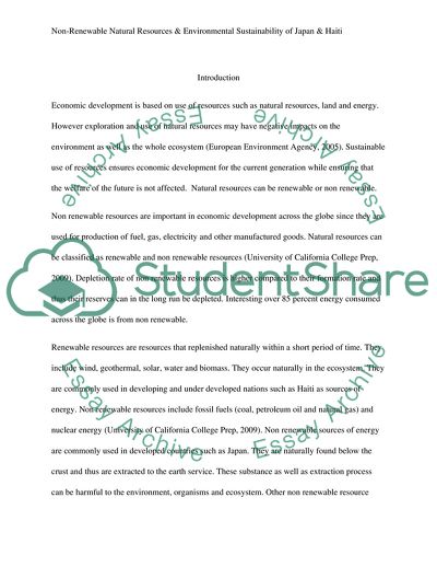 Non-Renewable Natural Resources and Environmental Sustainability of Japan and Haiti