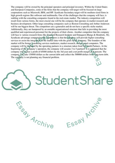 The Business Performance of Syndicate Consulting