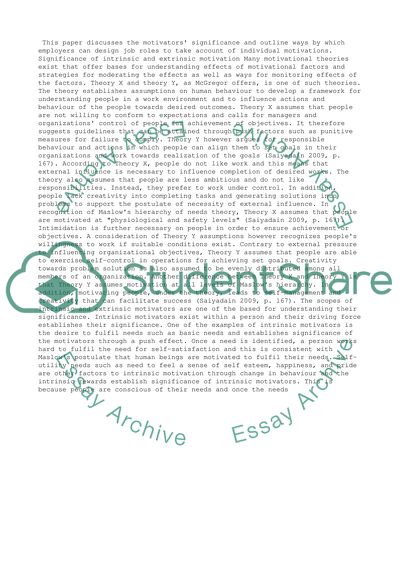 Motivation and Work Design