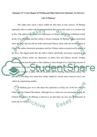 Zero Degree of Writing and Other Subversive Moments - an Interview with NI Haifeng