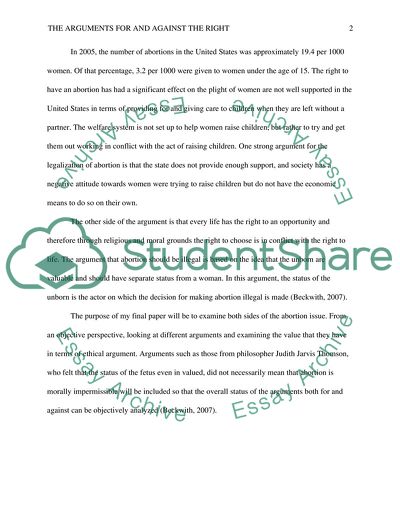 The Arguments for and Against the Right to Have an Abortion