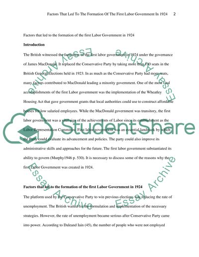 Factors That Led to the Formation of the First Labor Government
