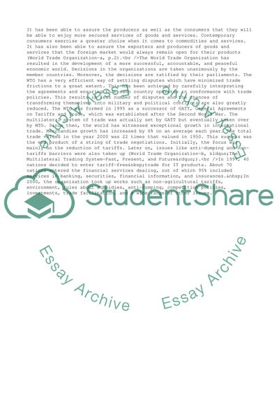 Role of WTO in International Trade Development