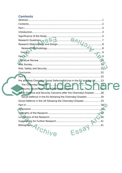 The Consequences of Chernobyls Disaster and the New Policy of Social Defense