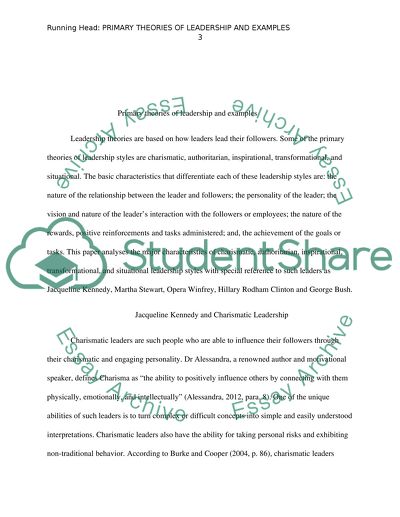 Primary theories of leadership and examples