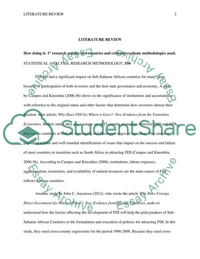 The Impact of FDI in Sub-Saharan Africa