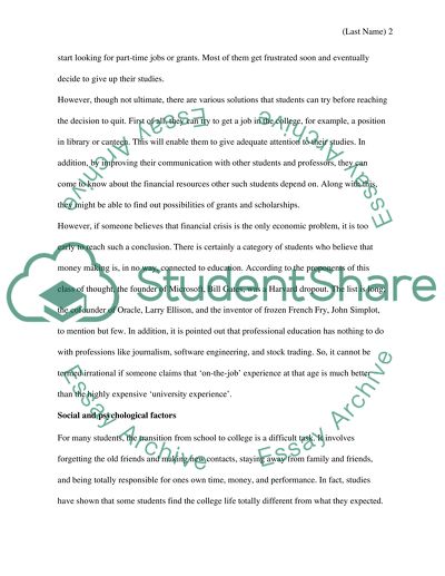 Causes and Cures of College dropouts