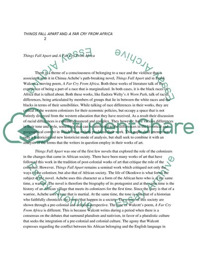 Comparison of the Form and Style in Things Fall Apart and A Far Cry from Africa