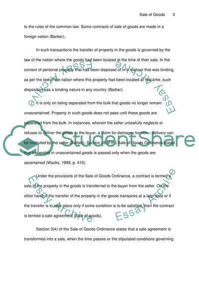 Commercial Law - Sales of Goods