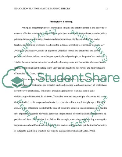 Education Platform and Learning Theory