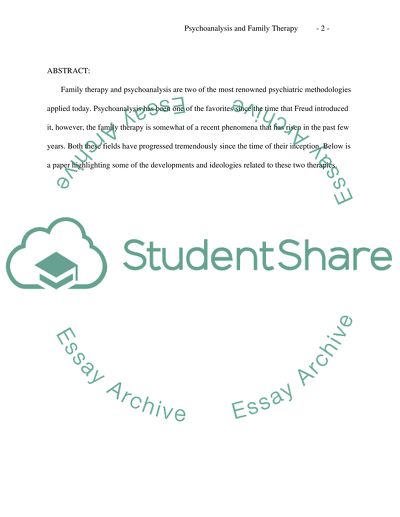 Psychoanalysis and Family Therapy