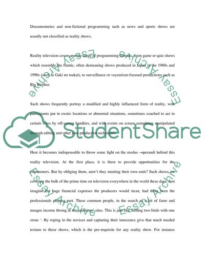 Reality Television Production