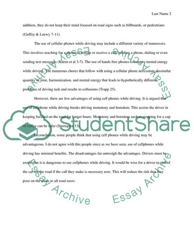 Using cellphones while driving