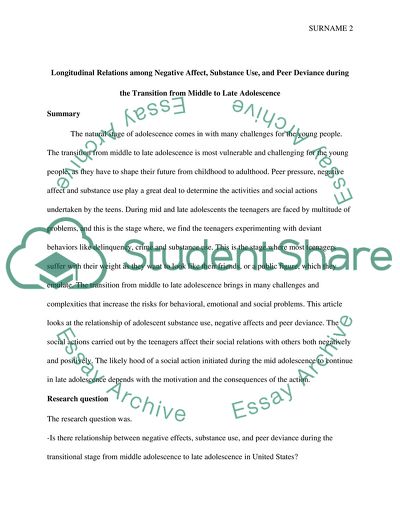 Transition from Middle to Late Adolescence