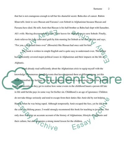 Analasis of The Kite Runner