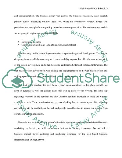 Web Based Face-E-Book Business