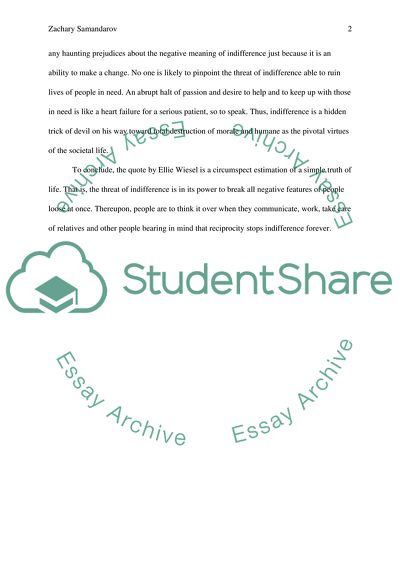 Analysis of The Quote by Ellie Wiesel