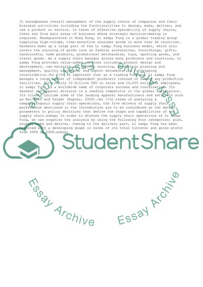 Li&Fung Supply Chain Operations Analysis