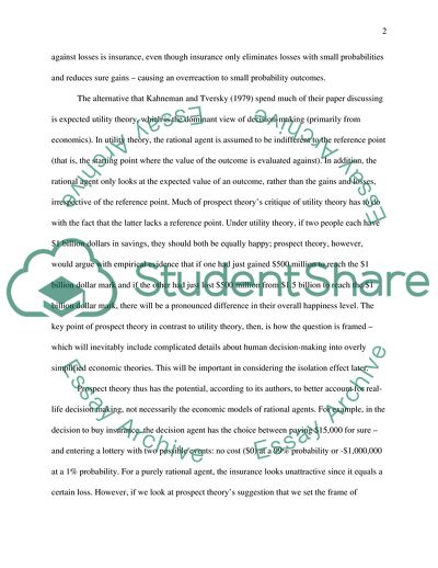 Prospect Theory by Kahneman and Tversky