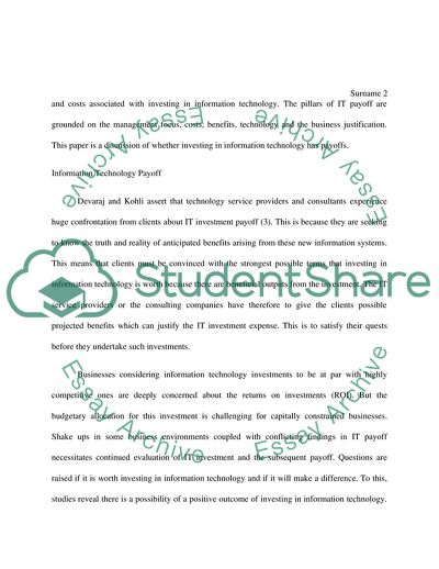 Information Technology Investments Payoff