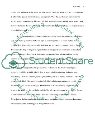 Sex Reassignment and Issues of Genetic Cloning