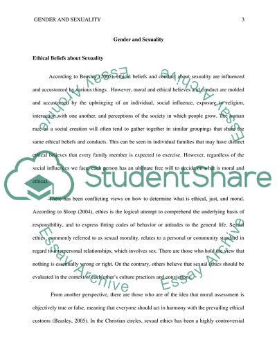 Gender and Sexuality: Ethical Beliefs about Sexuality