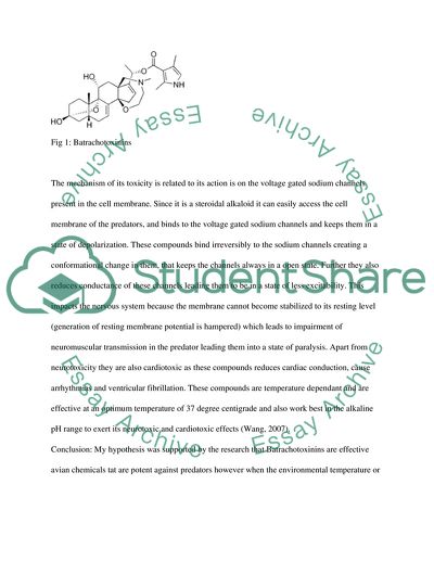 Avian Chemical Defense Mechanism