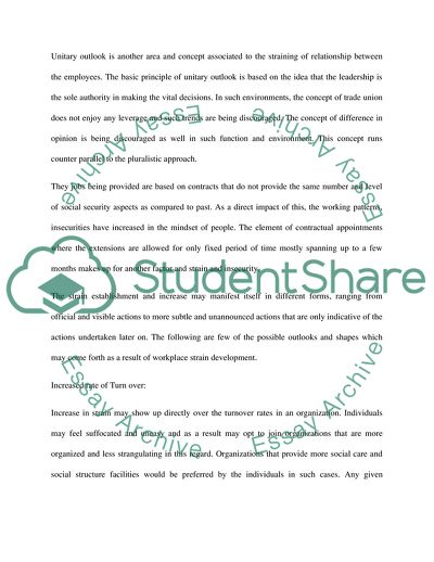 In What Ways Might Increasing Strain in Workplace Employment Relations Potentially Manifest Itself