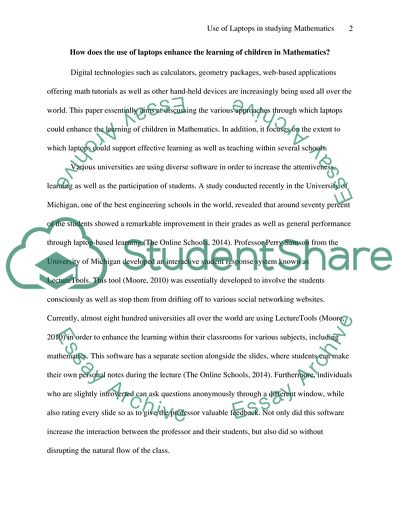 Use of Laptops in studying Mathematics