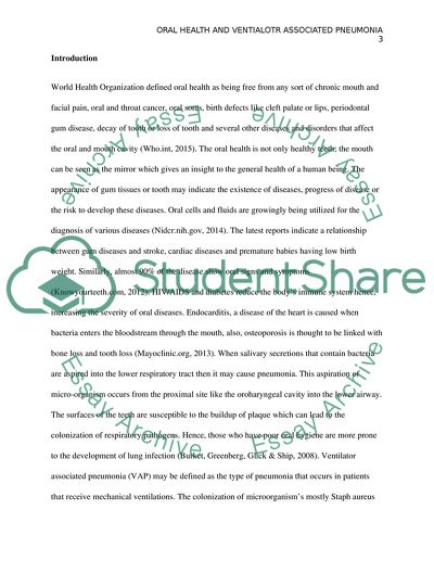 Oral Health and Ventilator Associated Pneumonia