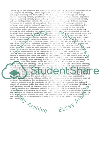 Design And Positioning Schools Of Strategy