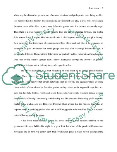 Is Gender-Specific Role a Result of Socialization or Nature