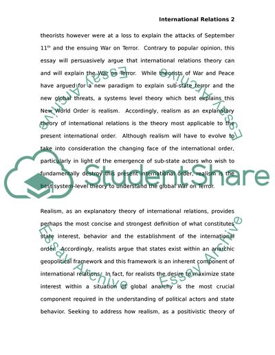 Realism and International Relations Theory