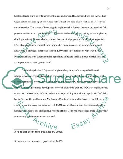 INGOs FOOD AND AGRICULTURAL ORGANISATION